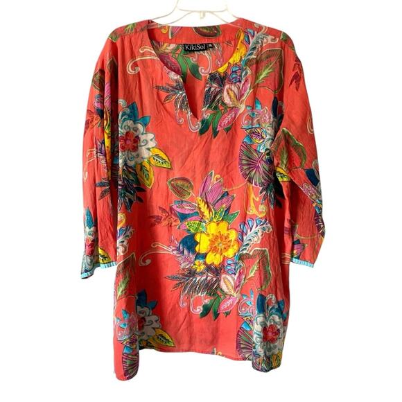 Kiki Sol Salmon Floral Fiji Coverup Swim Beach size XXL - Picture 1 of 8